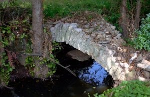 Aspecto que ofrece el puente aparecido en el arroyo situado en la zona de Budores tras las riadas. :: P. G.- P./
