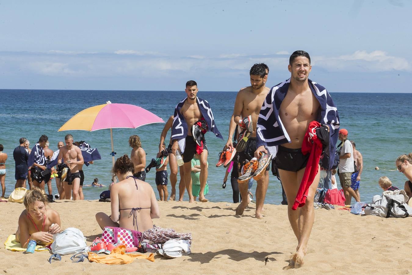 Entrenamiento del Sporting en la playa