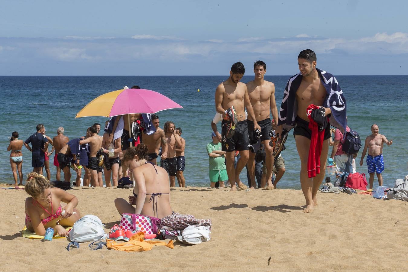 Entrenamiento del Sporting en la playa