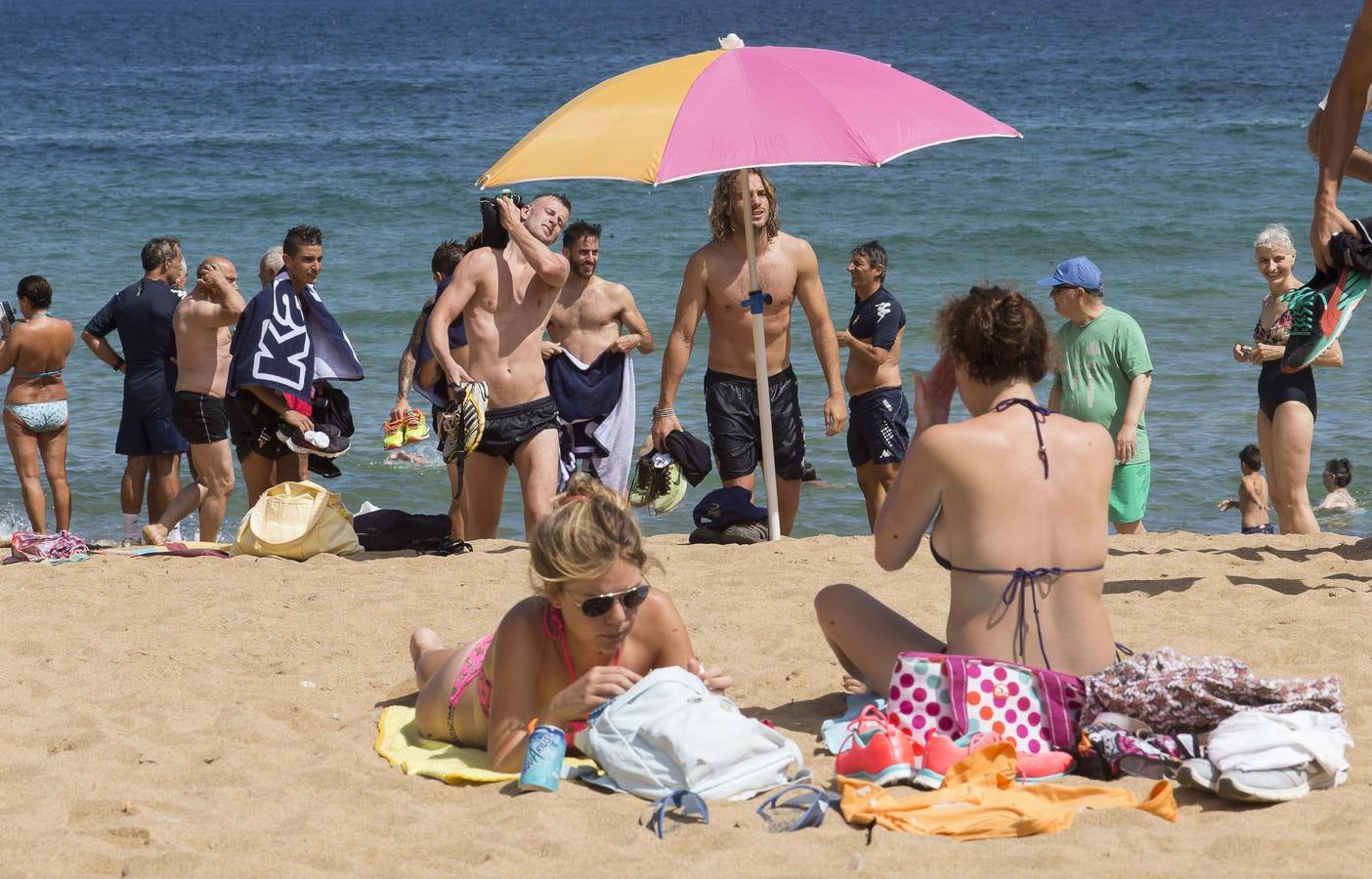 Entrenamiento del Sporting en la playa