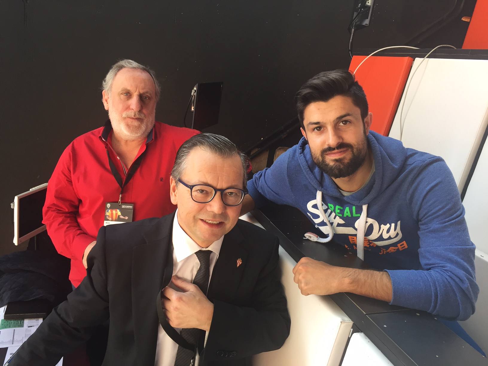 Luis Olay, Jesús Rubiera y el exjugador Saúl.