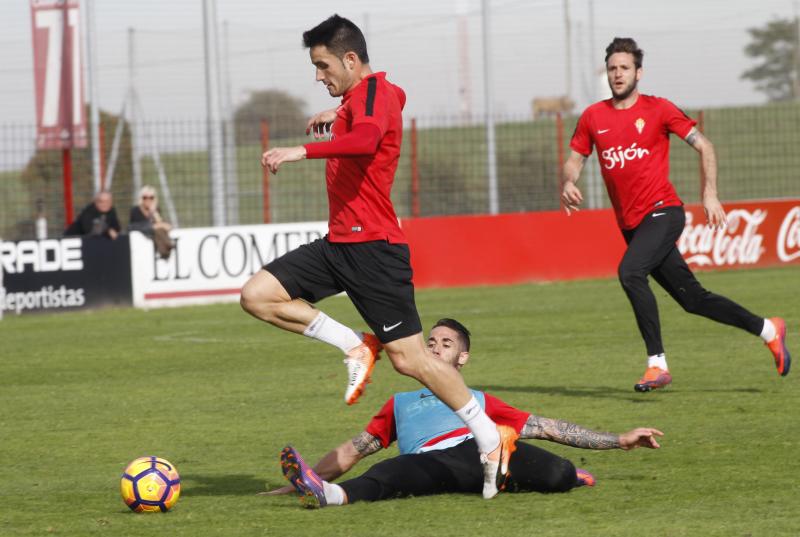 El Sporting se prepara para el partido en La Rosaleda