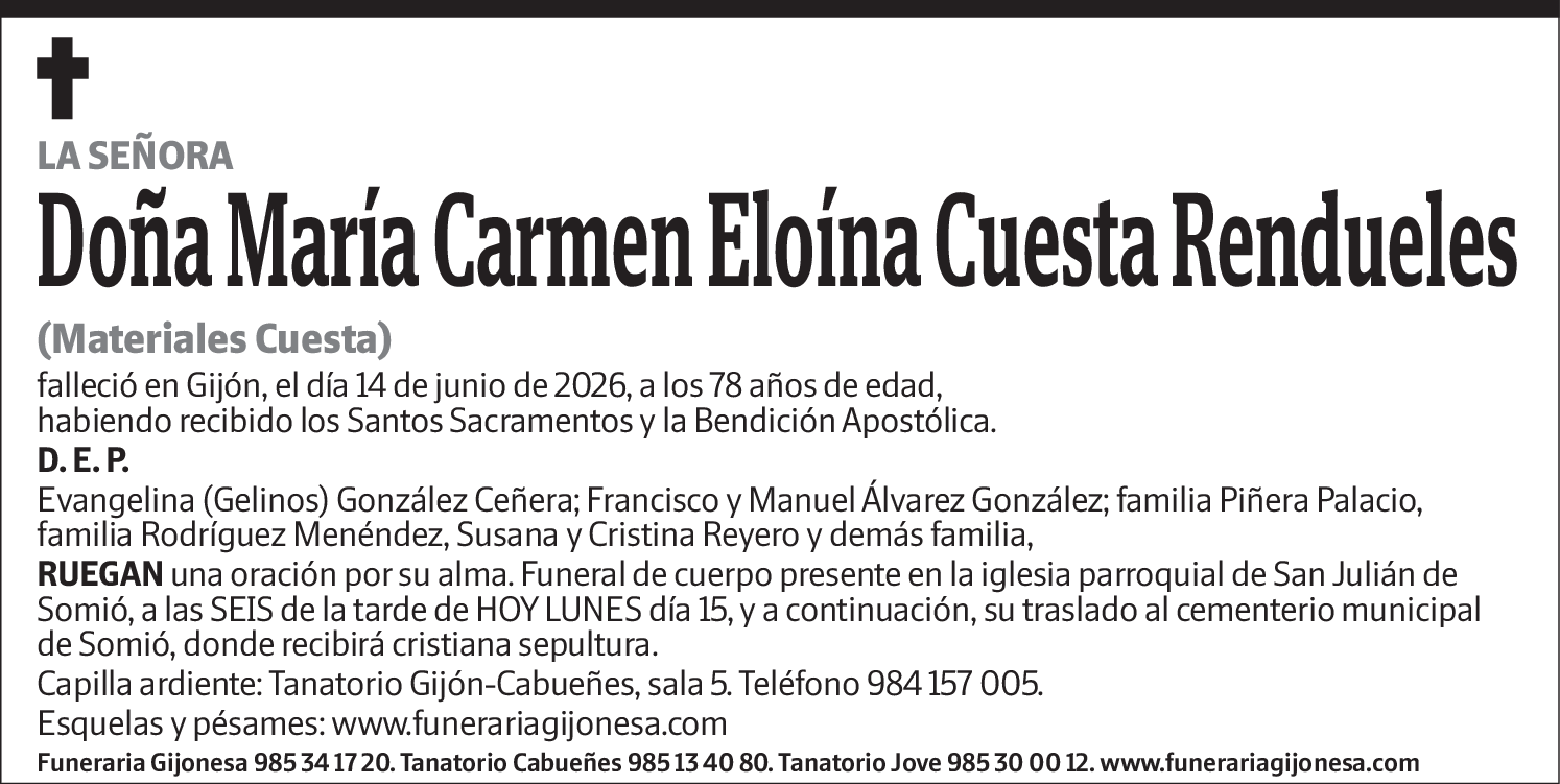 María Carmen Eloína Cuesta Rendueles