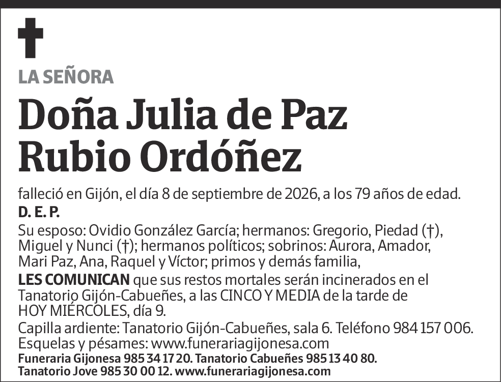 Julia de Paz Rubio Ordóñez