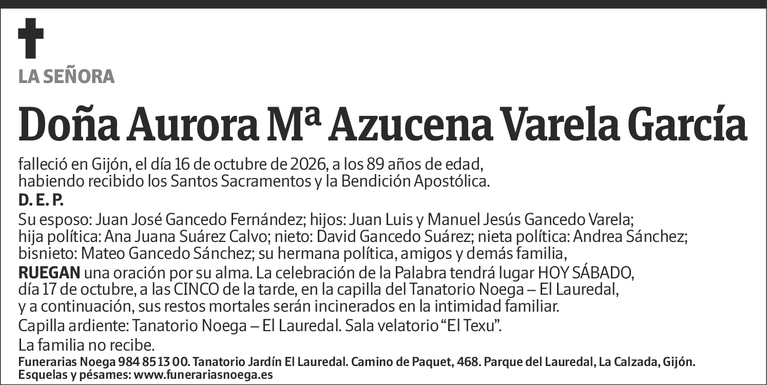 Aurora Mª Azucena Varela García