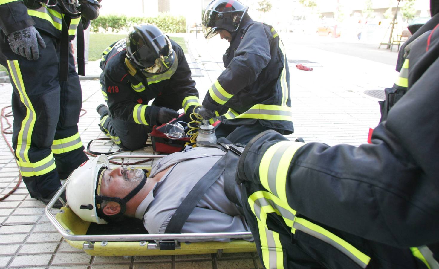 Simulacro de los bomberos en Gijón