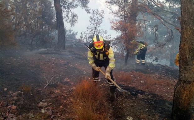 Los bomberos avanzan en perimetrar totalmente el incendio de Yeste