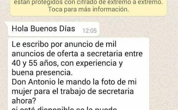 El whatsapp equivocado pidiendo trabajo