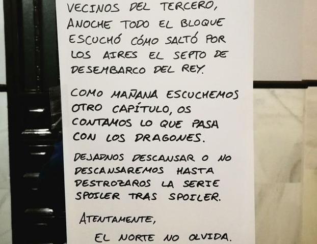 Amenaza a sus vecinos con destriparles 'Juego de tronos' si no bajan el volumen de la 'tele'