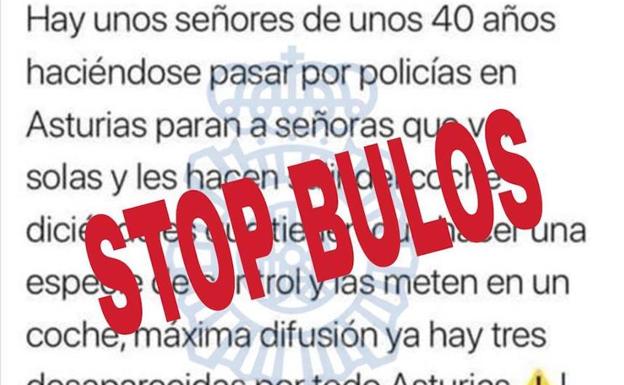 La Policía Nacional alerta de un bulo sobre la existencia de una banda de secuestradores en Asturias