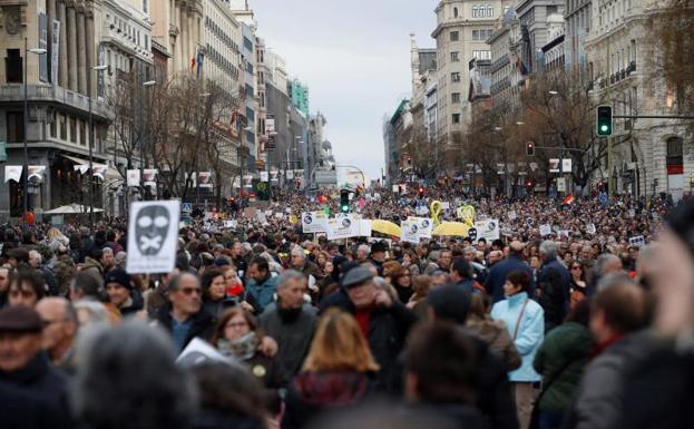 Miles de pensionistas toman Madrid y reclaman al Gobierno una prestación «digna»