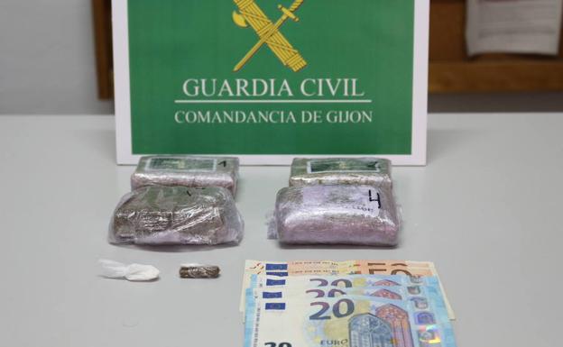 Detenido por tráfico de drogas en Gijón cuando iba en un coche con un conductor sin carné