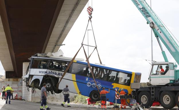 El autobús del accidente de Avilés iba a 55 por hora antes del impacto y recorrió 300 metros sin control