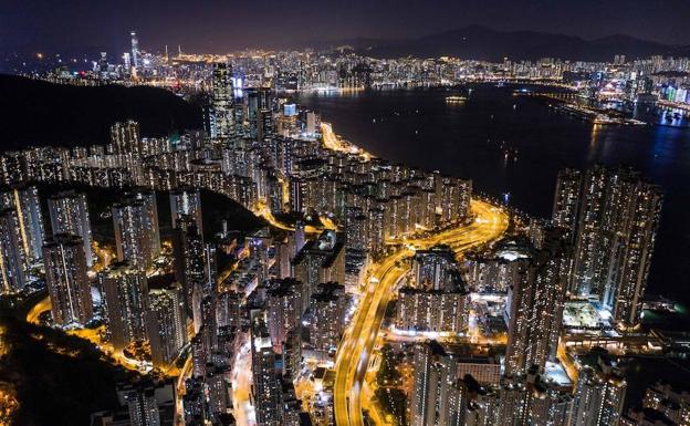 La ciudad de Hong Kong, vista desde el aire