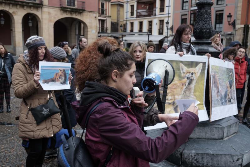 Concentración contra la caza de zorros en Gijón