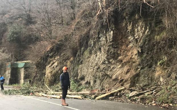 Carreteras actúa en la AS-117 en Blimea ante la posibilidad de que la población quede incomunicada