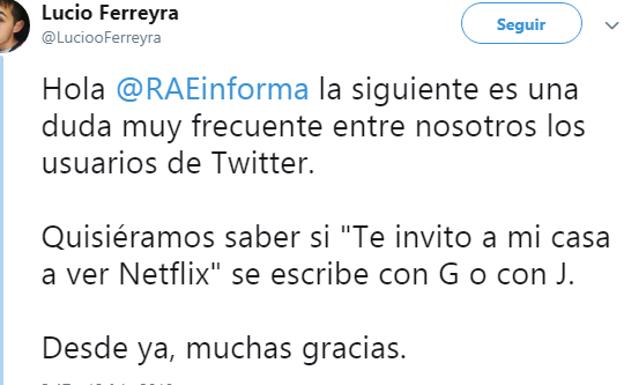 La RAE despeja las dudas sobre cómo se escribe 'Te invito a mi casa a ver Netflix'