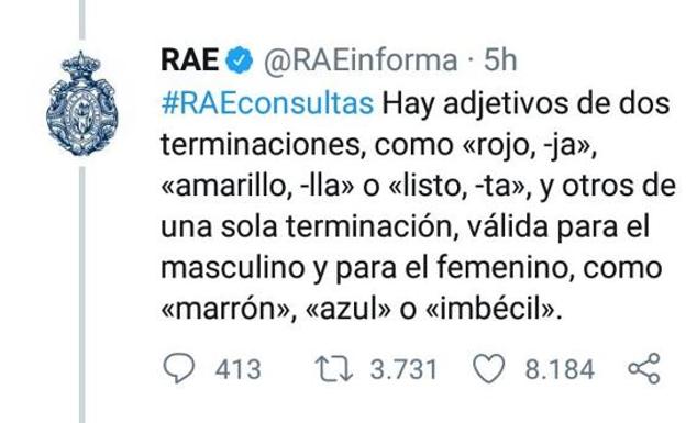 La viral respuesta de la RAE sobre la palabra «marrona» e «imbécil»