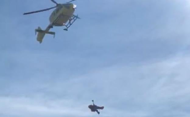 Espectacular rescate de un cazador en Villar (Aller)