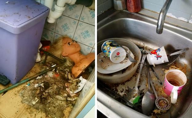 Carne putrefacta y gusanos en un piso de alquiler donde vivía una madre y sus cinco hijos en Oviedo