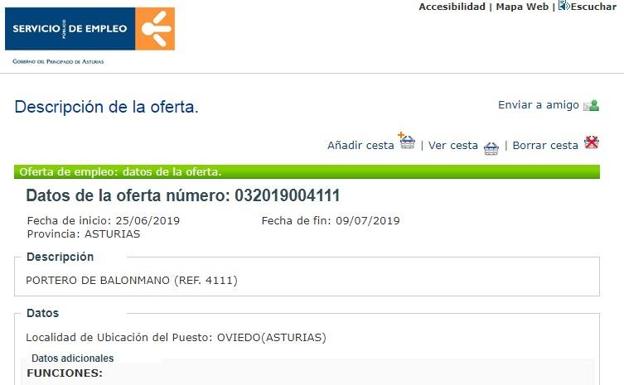 La curiosa oferta del paro en Asturias: 'Se busca portero de balonmano'