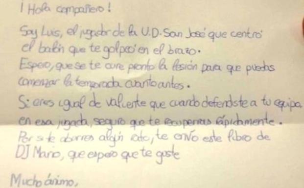 La conmovedora carta de un niño futbolista a otro al que lesionó en un partido