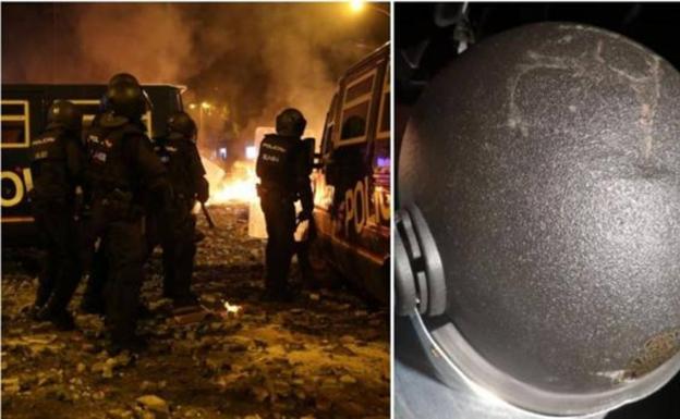 Así quedó el casco del policía que terminó en la UCI tras los disturbios en Cataluña