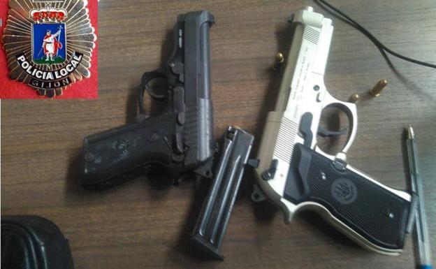 Detenidos en el centro de Gijón por llevar armas en el coche