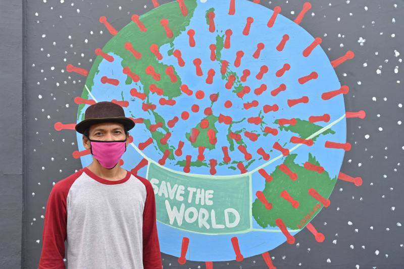 Arte callejero contra el coronavirus en Indonesia
