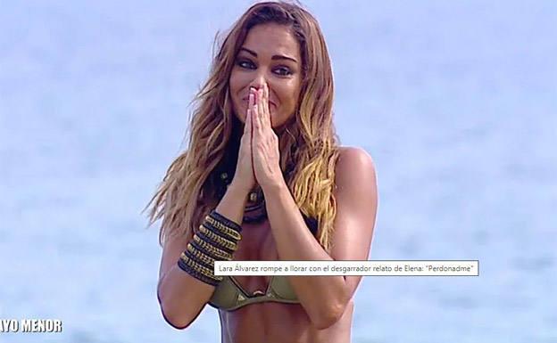Lara Álvarez, emocionada, rompe a llorar en pleno directo de 'Supervivientes'