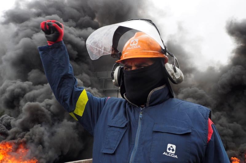 Protestas de los trabajadores de Alcoa en Galicia