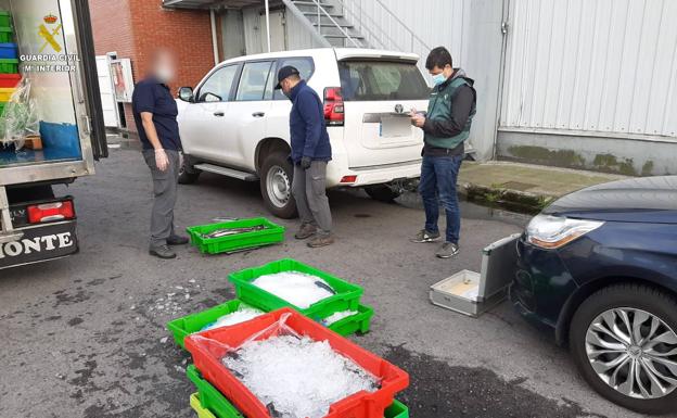 Interceptan un camión con 304 kilos de merluza sin documentación procedente de Lastres y con destino Vigo