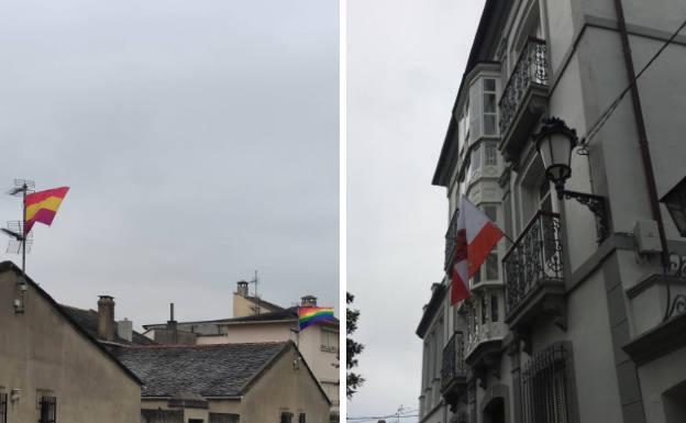 Colocan la bandera del orgullo gay y de la república en la casa de Ortega Smith en Figueras