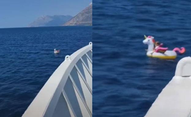 Un ferry rescata a una niña de cuatro años en un flotador de unicornio a medio kilómetro de la costa griega