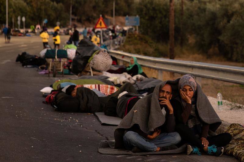 Desolación tras el devastador incendio en el campo de refugiados de Moria, Lesbos