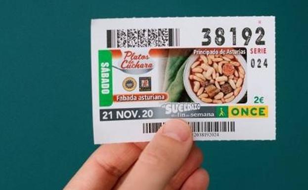 Un cupón de la ONCE con fabada asturiana