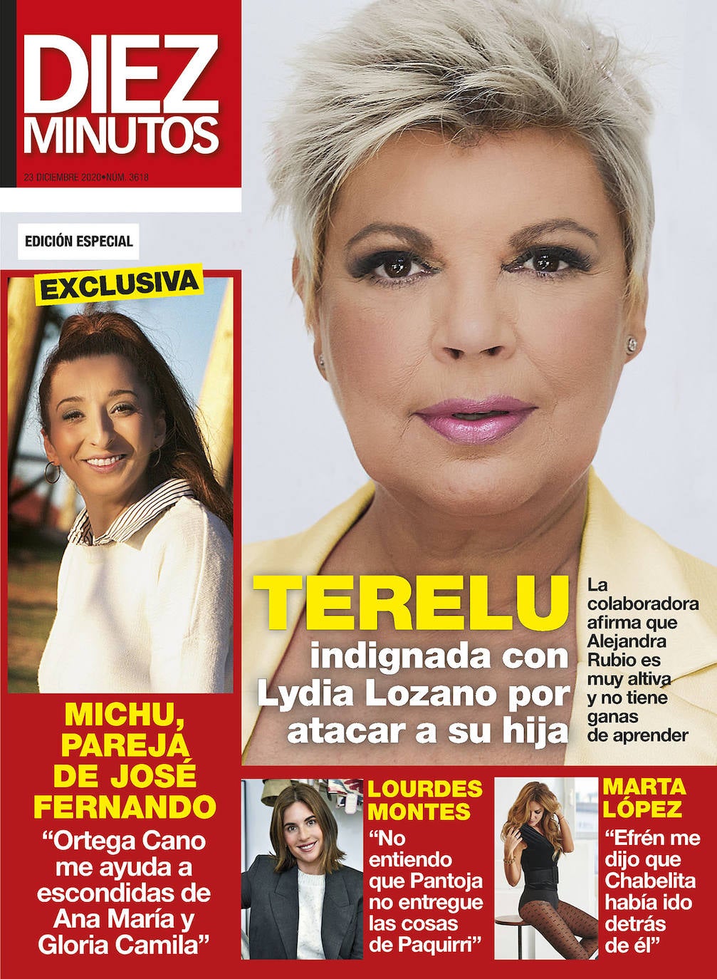 La indignación de Terelu Campos con Lidya Lozano por atacar a su hija, portada de Diez Minutos