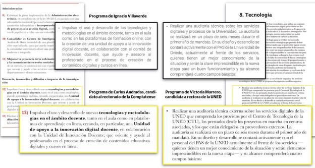 El 'corta y pega' sacude la campaña al Rectorado