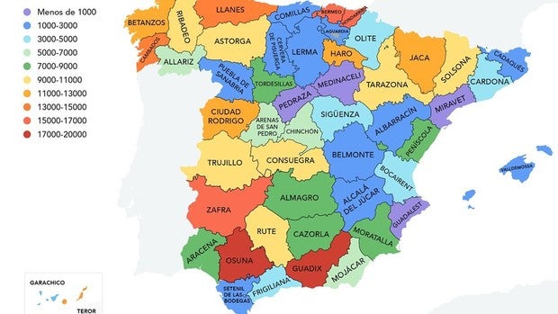 Las localidades más populares de cada provincia