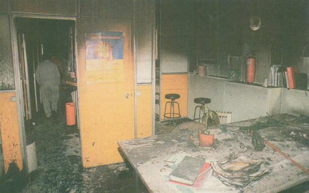 Centro de metadona en llamas