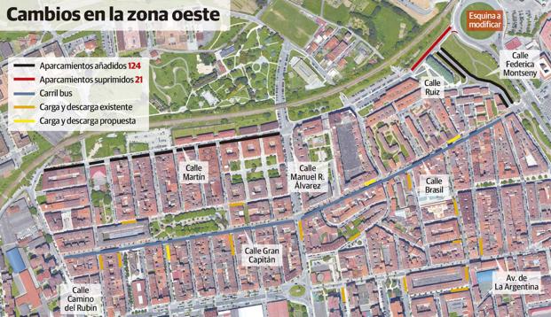 Gran Capitán y Brasil, la avenida de Oviedo y Pablo Iglesias tendrán carril bus antes de un año