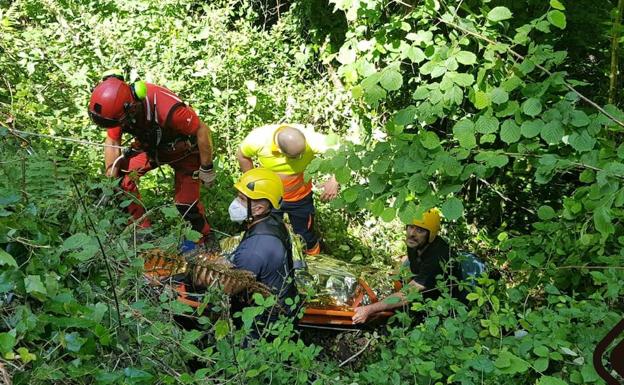 Herido un ciclista en Ponga tras caerse al río desde una altura de veinte metros