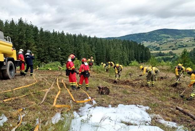 Simulacro de incendio forestal en Asturforesta
