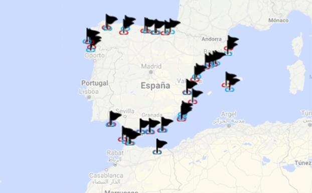 Las 48 banderas negras de la costa española