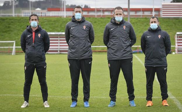 Confinado el cuerpo técnico del Sporting B tras el positivo del preparador de porteros Nando Juárez