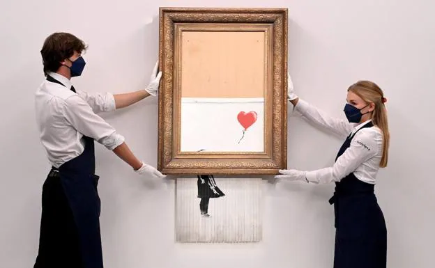 La obra destruida de Banksy, 'Niña con globo', vendida por casi 22 millones de euros