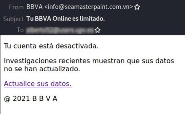 Este correo que suplanta al BBVA es una estafa para robar tus datos bancarios