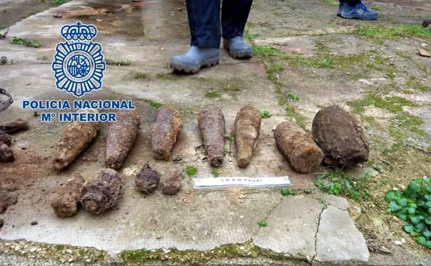 Explosivos de la Guerra Civil encontrados en Alcoy (Alicante)./Policía Nacional