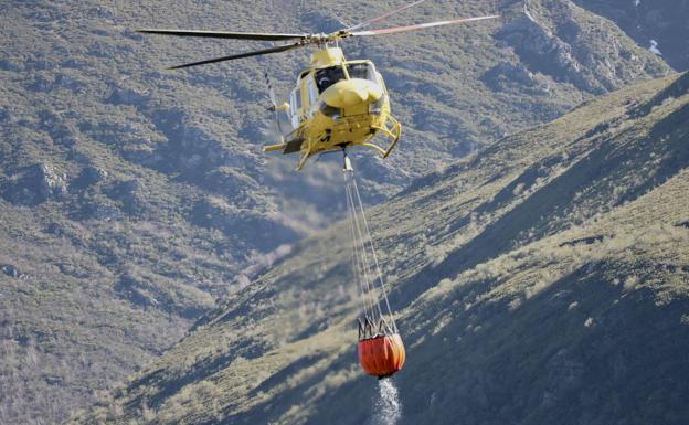 Un gran despliegue de los bomberos logra impedir que el incendio de Ibias entre en Muniellos