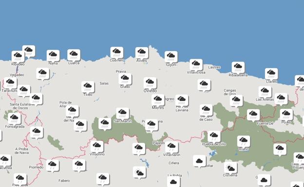 Lluvias débiles y temperaturas más bajas en Asturias